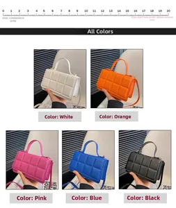 Comparaison détaillée de cinq mini sacs carrés matelassés avec règle de référence