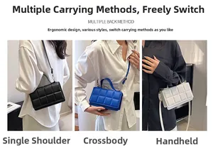 Sacs à bandoulière matelassés présentés en modes épaule, bandoulière et à main
