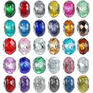Faceted Glass Resin Beads For DIY Bracelet Jewelry Making With Large Hole Metal Core Gold Powder Sparkly Charms