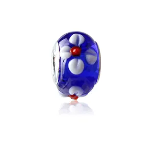 Muranoglas Blume Charm Perle Großes Loch Blumenmuster Handgefertigter Schmuck Für Damen DIY Armband Herstellung Zubehör