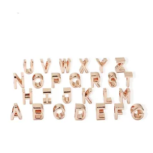 DIY Rose Gold Alphabet Beads Alloy Initial Letter Loose Charms For Jewelry Making Bracelet Necklace Large Hole Metal Beads
