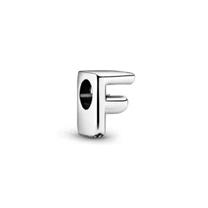 Detailed view of capital letter F charm with mirror-polished finish for DIY jewelry