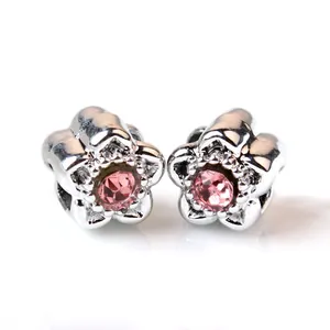Alloy Five-Petal Flower DIY Charms For Bracelet Necklace Jewelry Making Big Hole Loose Beads With Rhinestone Inlaid Fashion Beads For Women