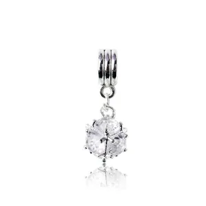 Fashion Sparkly Zirconia Sphere Charm Pendant Alloy Crystal Big Hole Bead For DIY Jewelry Making Bracelet Necklace Women Jewelry Accessory