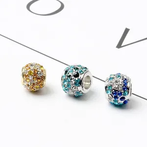 Sparkling crystal bead charms in champagne and blue for DIY bracelet jewelry making