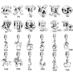 Alloy Silver Zodiac Constellation Charms Beads For DIY Bracelet Necklace Making Jewelry Accessories Women Gift