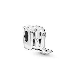 Polished silver Scorpio zodiac charm with sparkling zircon stones for DIY bracelets