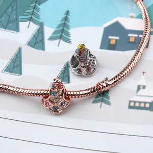 Roségold Schlangenarmband mit buntem Kristall-Weihnachtsbaum-Anhänger für Damen