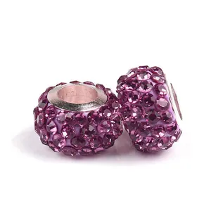 Abalorio de diamantes de imitación de color púrpura oscuro para pulseras de bricolaje