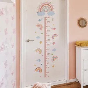 Cartoon rainbow height measurement wall sticker for kids room decor with 50-180cm scale