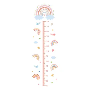 Cartoon rainbow height chart wall sticker for kids room decoration from 50 to 180 cm