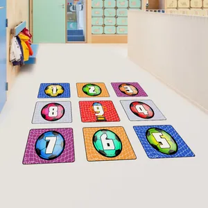 Détails d'autocollants de sol marelle foot avec chiffres 1 à 9 pour salle de jeux