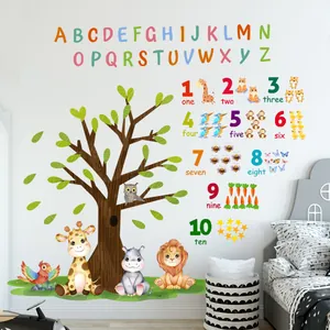 Wandsticker mit Tieren und Alphabet für Kinderzimmer mit Löwen und Giraffen Motiven