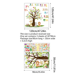 Wandsticker mit Alphabet-Baum und Waldtieren für Kinderzimmer-Dekoration