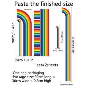 Regenbogen Wandsticker Set für Wohn- und Schlafzimmer mit linearen Dekorationsmustern