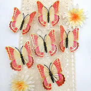 Pack of 6 3D butterfly wall stickers with gold edges for wedding and party decor