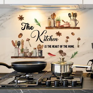 Minimalist Kitchen Wall Sticker The Heart of the Home featuring hand-drawn utensils