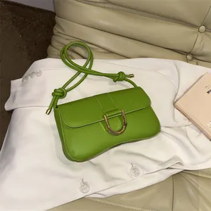 French Style Minimalist PU Leather Underarm Bag Trendy Shoulder Crossbody Handbag With Golden Buckle For Women