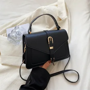 Βίντατζ Τετράγωνη Τσάντα Crossbody από Δέρμα PU για Γυναίκες Με Μεταλλική Πόρπη Χρυσά Εξαρτήματα Τσάντα Χειρός Ώμου