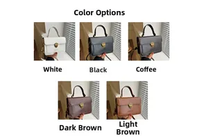 Detailed color display of vintage crossbody bags with gold shield-shaped lock closures