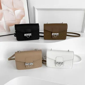 Women Vintage PU Leather Small Square Crossbody Bag Embossed Heart Texture Shoulder Bag With Metal Ring Buckle Handbag