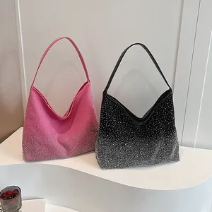 Sacs hobo à strass étincelants pour femmes en noir et rose au design étoilé