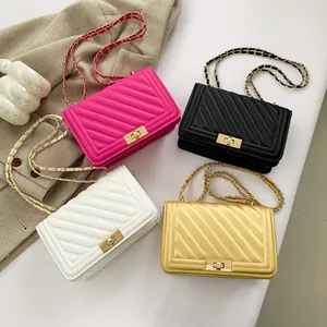 Chic quilted crossbody bags with chain straps and metal twist locks in four colors