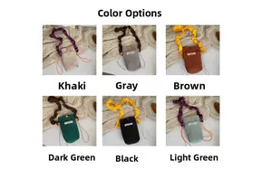 Six colors of corduroy drawstring crossbody phone bags with stylish pleated handles