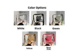 Dettaglio colori delle borse a tracolla in PVC trasparente con pochette a cuore