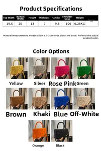 Dimensions détaillées et 10 coloris pour le petit sac carré matelassé avec bandoulière