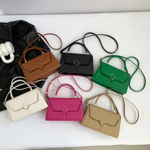 Minimalist square leather handbag for women available in six trendy summer colors