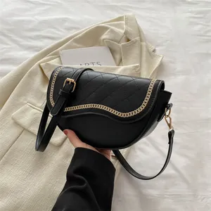 Bolso de Montura de Cuero PU Acolchado para Mujer Cadena Dorada Costura de Rombos Bolso Bandolera de Moda Bolso de Mano