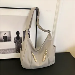 Women Large Capacity Nylon Hobo Tote Bag Casual Japanese Style Crossbody Shoulder Bag With Multi Pocket Stitching