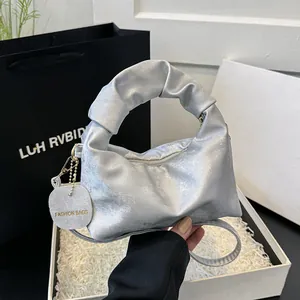 Women Ruched Cloud Handbag PU Leather Knotted Handle Crossbody Bag Trendy Pleated Dumpling Shoulder Bag For Daily Party Fashion