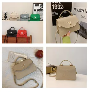 Détails du sac à main tissé pour femme avec fermoir papillon élégant en plusieurs couleurs