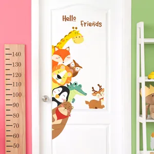 Cartoon animal giraffe and forest friends wall stickers for kids room door decoration