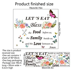 Sticker mural inspirant avec papillons roses et décor floral pour la cuisine