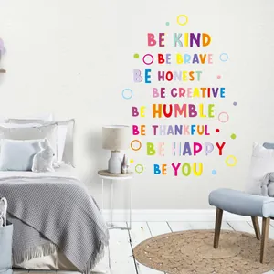 Kleurrijke Be Happy Be You inspirerende muurstickers voor woonkamer en slaapkamer decor