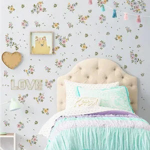 Moderne PVC Blumen Pflanzen Wandtattoo Wasserdicht Bunte Blumen Blätter Wandaufkleber Für Wohnzimmer Schlafzimmer Kinderzimmer Dekor