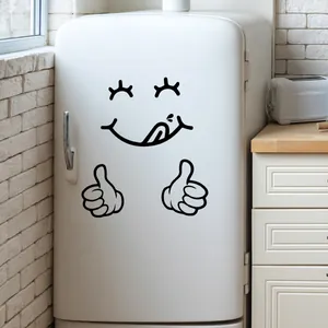 Funny cartoon smiling face and thumbs up wall stickers for refrigerator decor