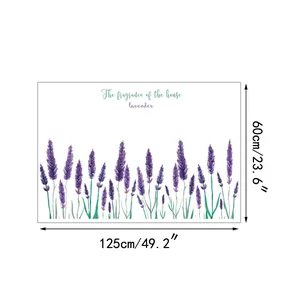 Tableau des tailles détaillé pour stickers muraux lavande avec dimensions de 125x60cm