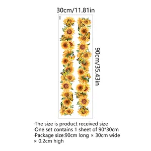 Sunflower and butterfly wall decal sheet 90x30cm for living room decoration
