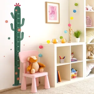 Height Growth Chart Wall Sticker Cactus PVC Waterproof Self Adhesive Ruler Kids Children Baby Room Bedroom Decoration Cartoon