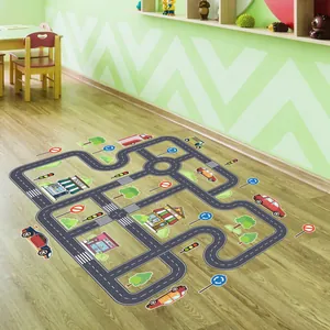 Tapis de jeu circuit de ville pour enfants avec voitures et bâtiments urbains