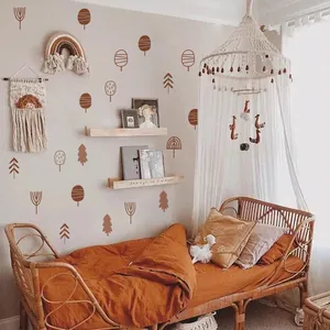 Nordic Style DIY Coffee Tree Forest Wall Stickers For Kids Room Nursery PVC Self Adhesive Decorative Wall Decals