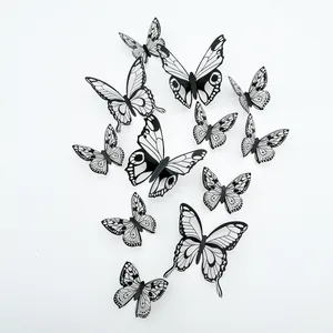 Detail of 3D layered butterfly wall decals with realistic hollow carved wing texture