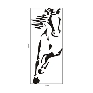 Running horse silhouette wall sticker for kids room decor, size 95x40cm black decal
