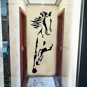Modern black horse silhouette wall sticker for minimalist living room and entryway decor