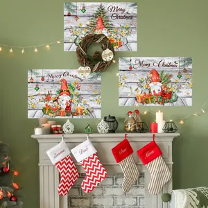 Christmas Gnome Tree Wall Sticker Static Cling Window Decal Merry Christmas Decorative Paper Poster For Home Living Room Bedroom Party