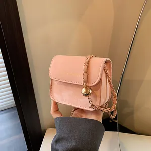 Women Sweet Mini Crossbody Bag Rich Rabbit Letter Pattern PU Leather Chain Shoulder Bag With Metal Ball Buckle Handbag
